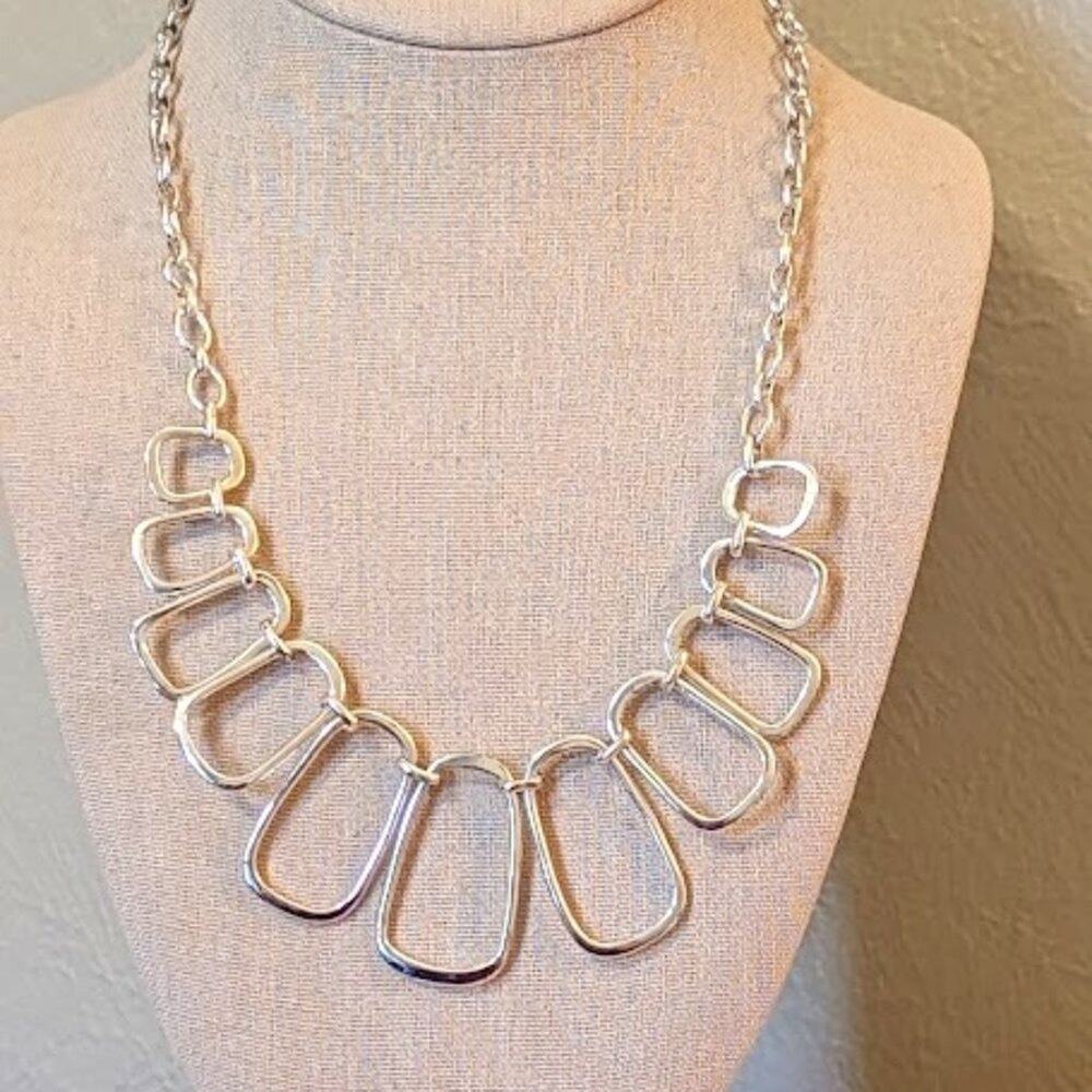 Silver Tone Loop Statement Necklace by St. Thomas